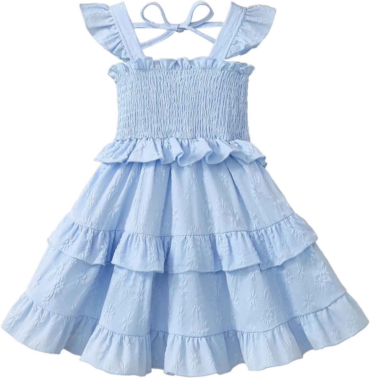 Toddler Girl Summer Dress Kids Ruffle Sleeve Floral Layered Dresses for Little Girls Smock Outfits Casual Beach Sundress