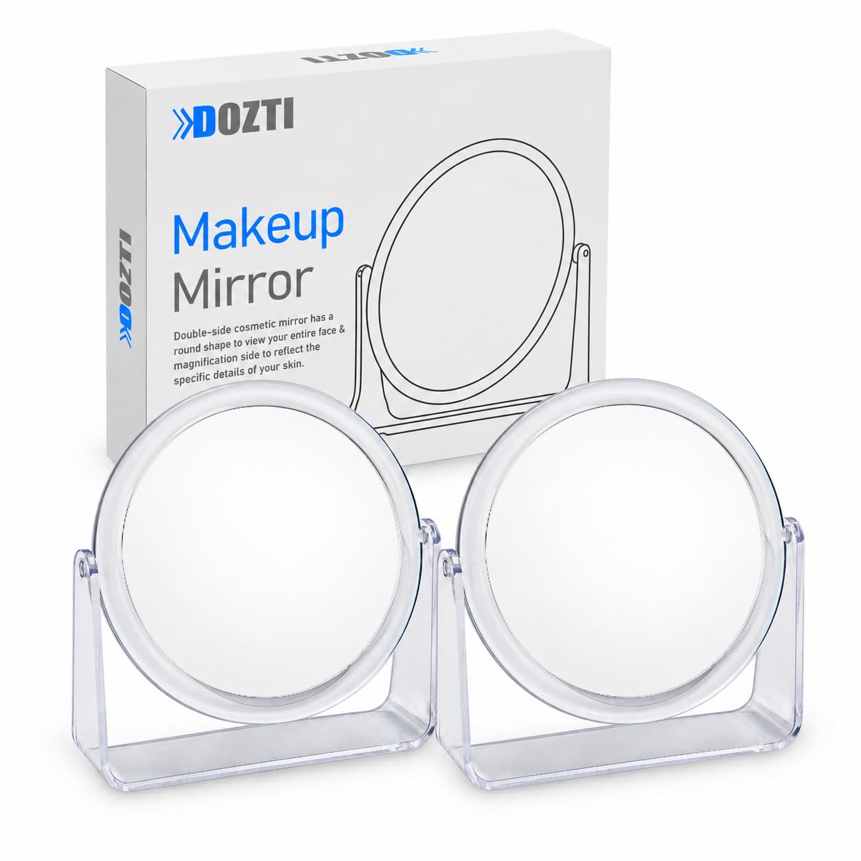 DOZTI Magnifying Makeup Mirror Two Sided bathroom shaving Mirror 360° Rotating Table vanity cosmetic dressing table circle mirror for styling hair beauty or plucking eyebrow (2)