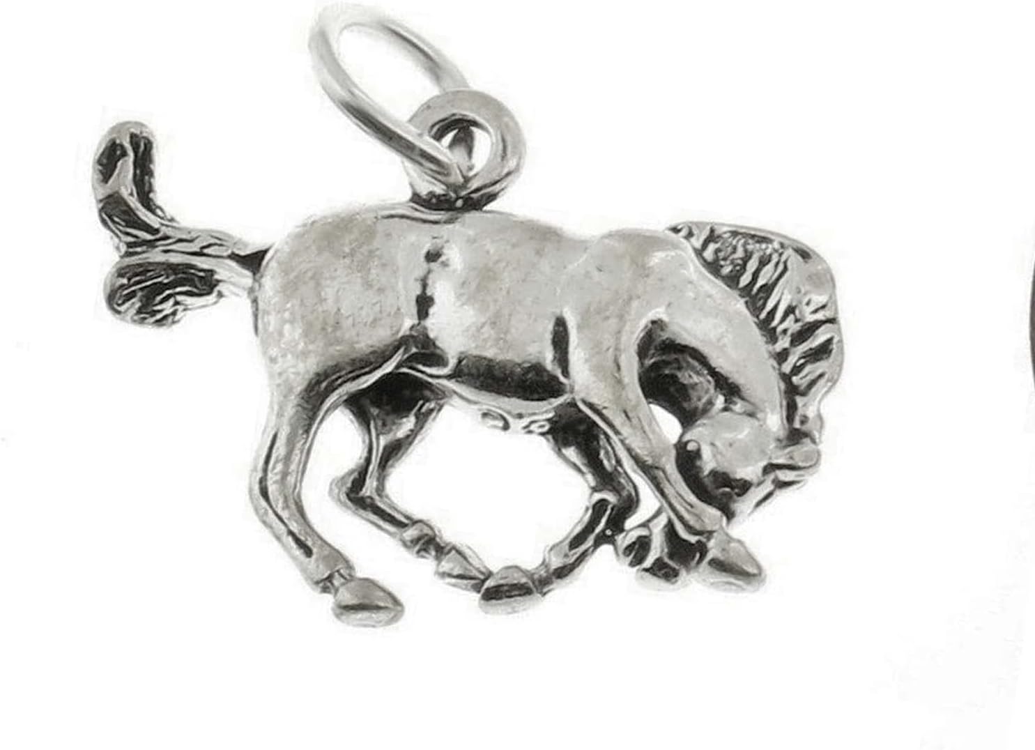 TRJ Bucking Bronco Horse 3D 925 Solid Sterling Silver Charm Pendant Bracelet Jewelry Making Supply