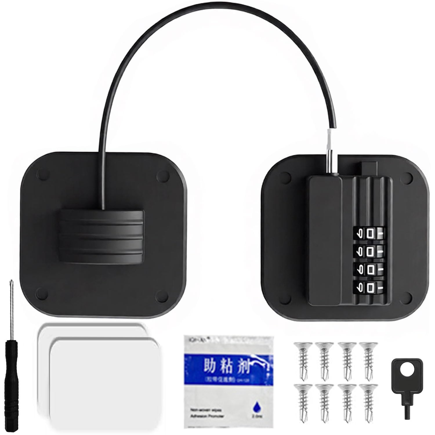 Wopanxye Multi-Functional Child Locks for Cabinets and Drawers, Black Fridge Locks for Children, Pantry Door Lock with Number Coded, Strong Adhesive, No-Drill Installation, for Closet, Window