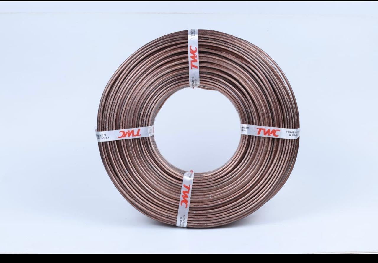 TWC 16-Gauge/AWG Speaker Wire, 45 Meter (148 Feet) Oxygen-Free Copper, Two Conductors, Audio Speaker Cable for Car, Stereo, Subwoofer, Home Theatre, Hi-Fi Surround Sound (Copper, Transparent)