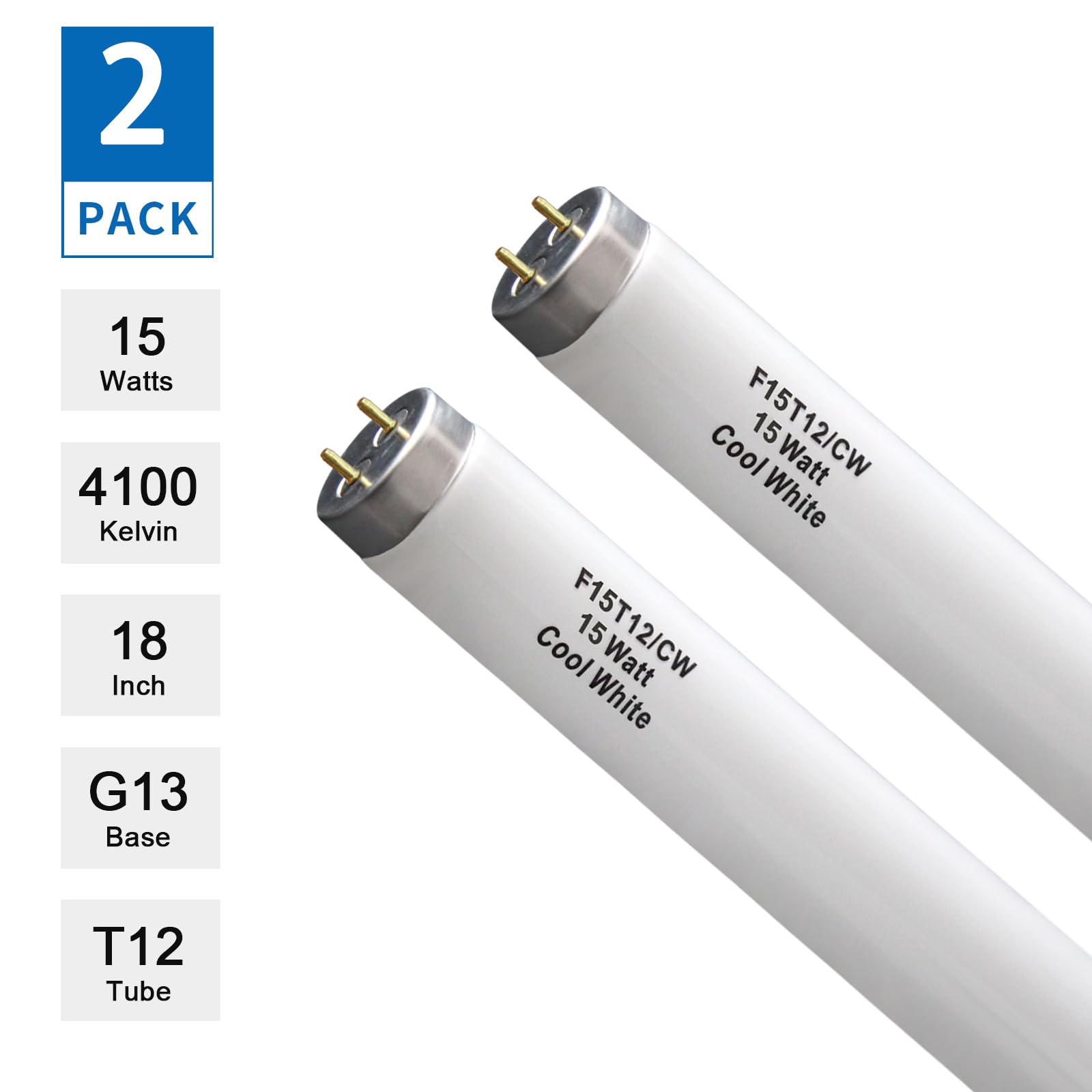 Ignixlite 2PACK F15T12-CW T12 15 Watt 18 Inch Fluorescent Light