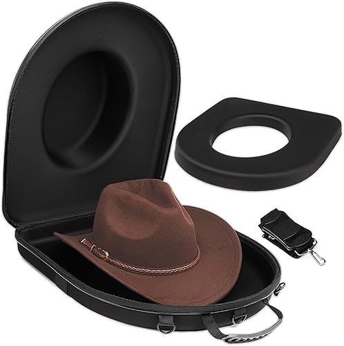 SLINRKE Caja de viaje para sombreros de vaquero, caja de almacenamiento portátil para sombreros de vaquero, a prueba de aplastamientos, funda para