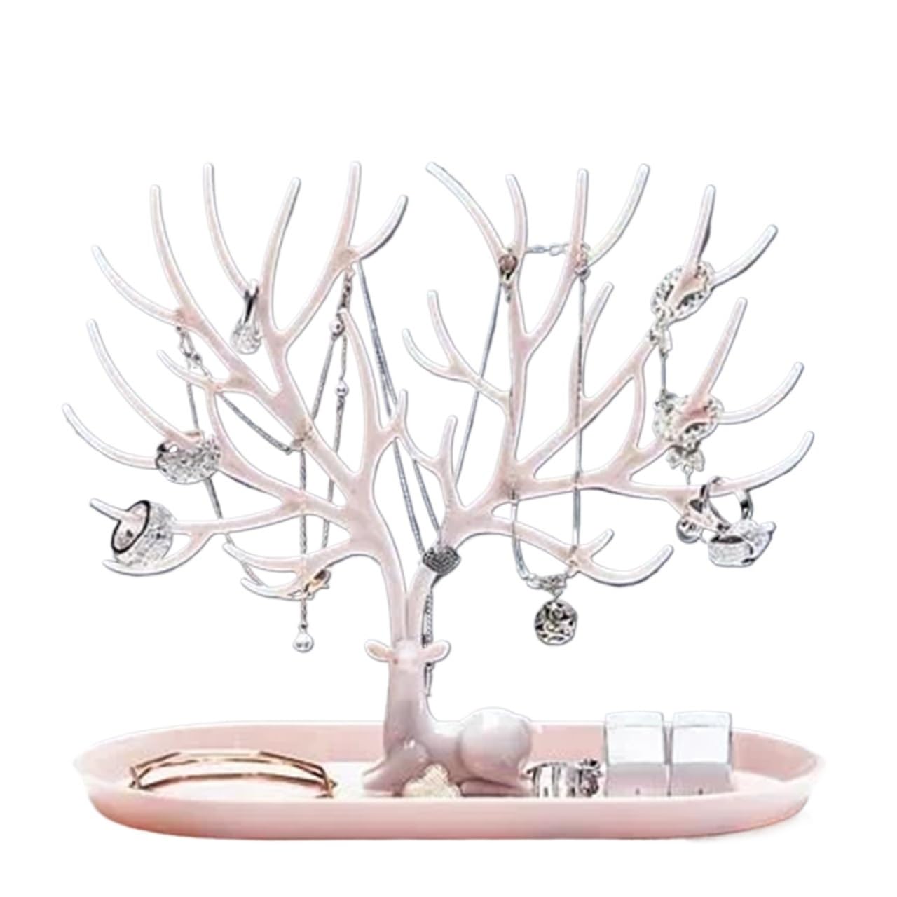 Zymjzbetic Jewellery Tree Jewelry Rack Necklaces Rings Display Bracelet Deer Organizer Cases Stand Tray Tree For Women(Color 11)