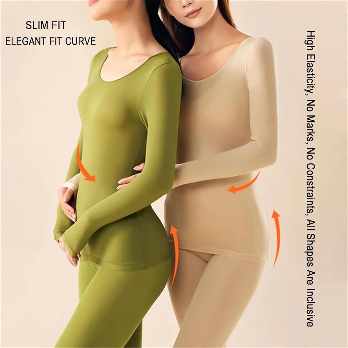 sous-vêtements Thermiques élastiques sans Coutures, sous-Couche élastique Ultra-Fine for l'hiver, Ensembles de sous-vêtements Thermiques Doux
