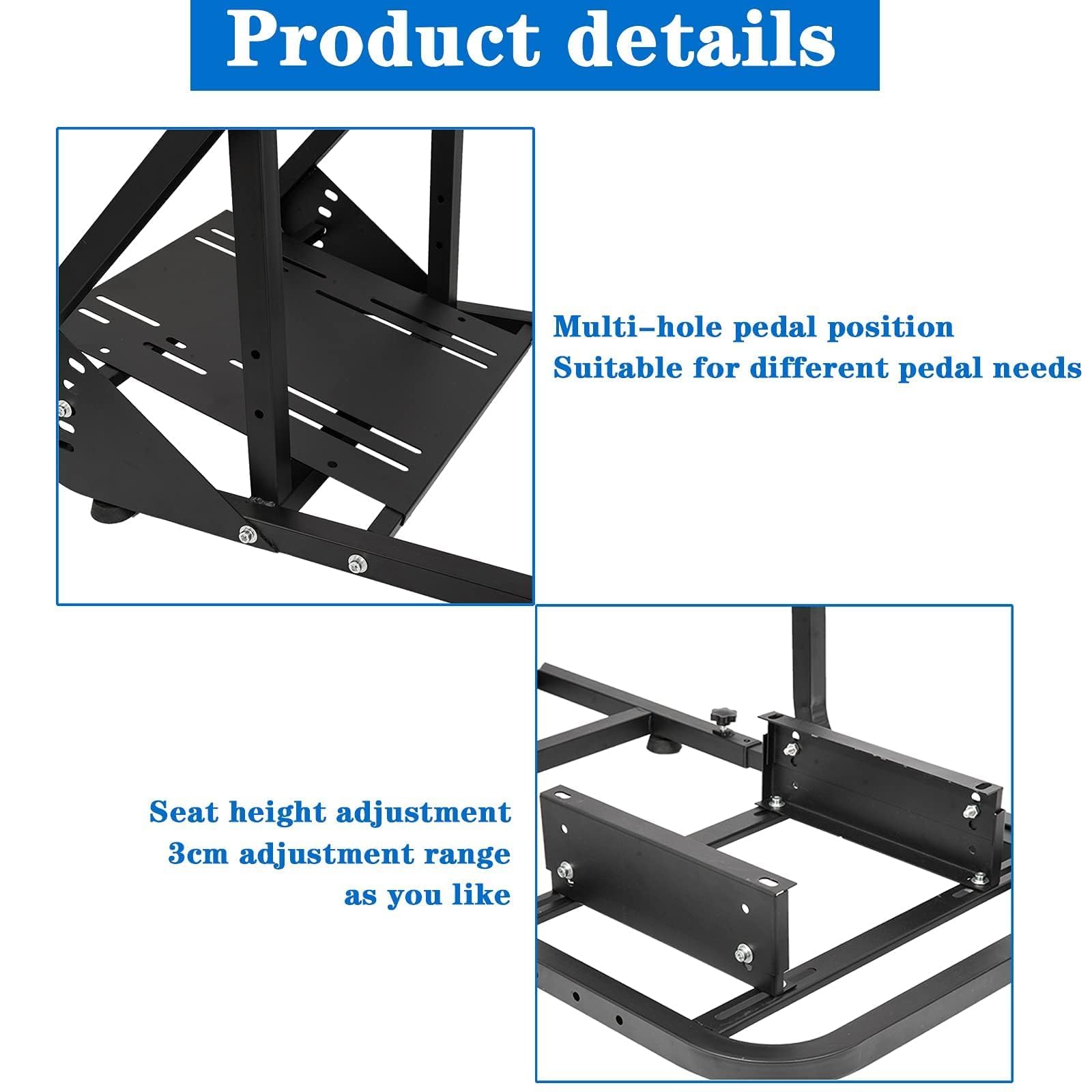 Supllueer Cockpit de simulador de carreras, soporte de volante de carreras para Logitech G25 G29 G37 G920 G923 T300R T500 FANTEC T3PA/TGT, pedales de rueda no incluidos