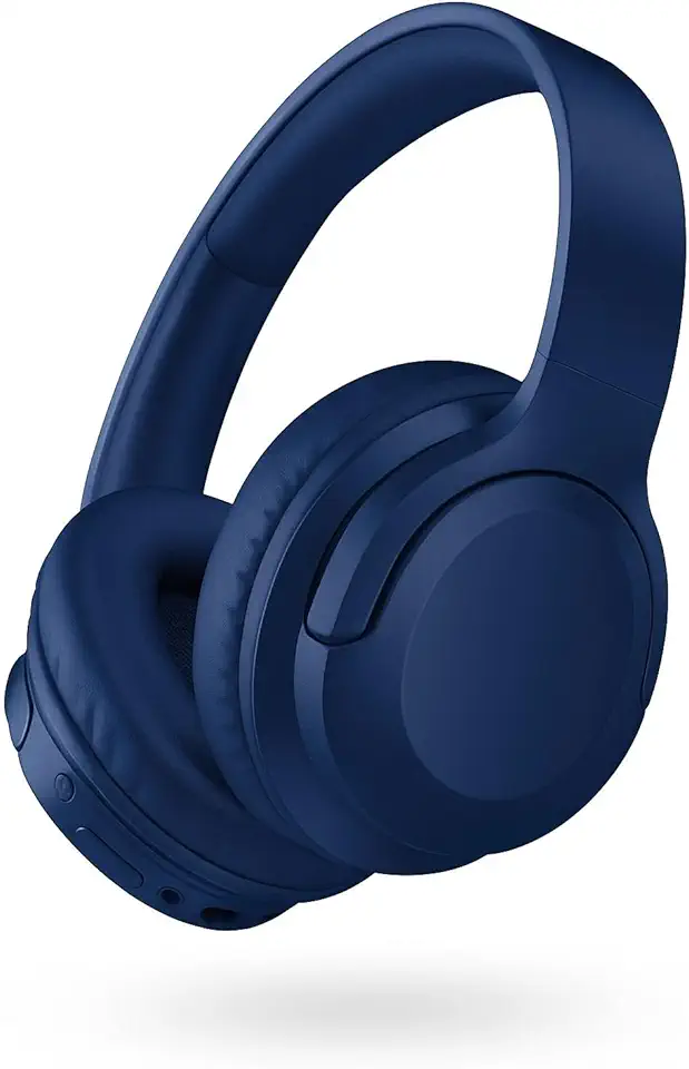 Fone de Ouvido Bluetooth 5.3 On-Ear – Headphone Sem Fio com Cancelamento de Ruído, Microfone Integrado, Ajustável e Dobrável – Ideal para Corrida, Academia, Android e iOS - Premium (Azul)