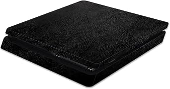 MightySkins Skin Compatible with Sony PS4 Slim Console - Black Leather | Protective, Durable, and Unique Vinyl Decal wrap Cover | Easy to Apply, Remove, and Change Styles | Made in The USA
