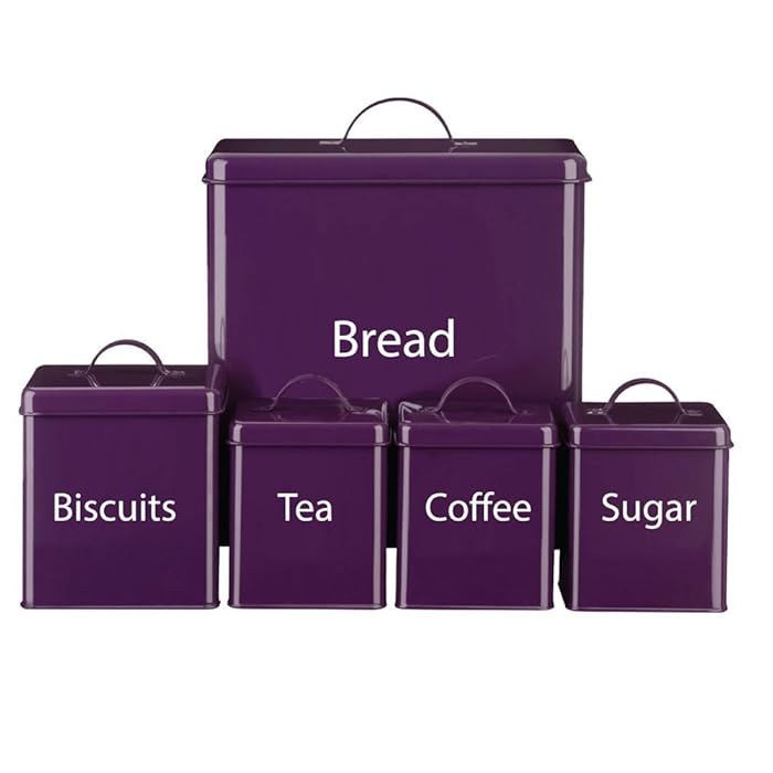 Buy Denny International® 5 Piece Kitchen Storage Includes Bread Bin Biscuit Tea Coffee Sugar
