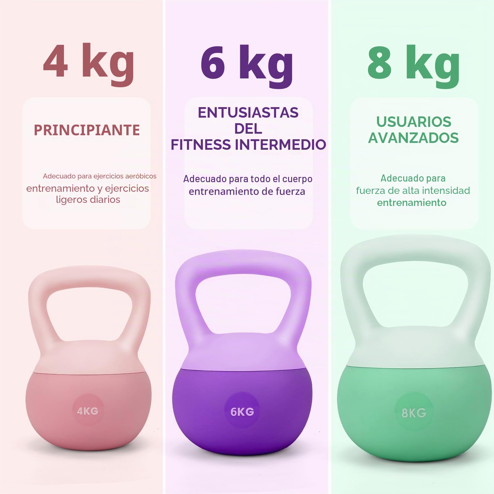 Kettlebell Suave 4–8 kg – Pesa Rusa de Entrenamiento con Revestimiento Flexible, Ideal para Fuerza, Fitness y Ejercicios en Casa