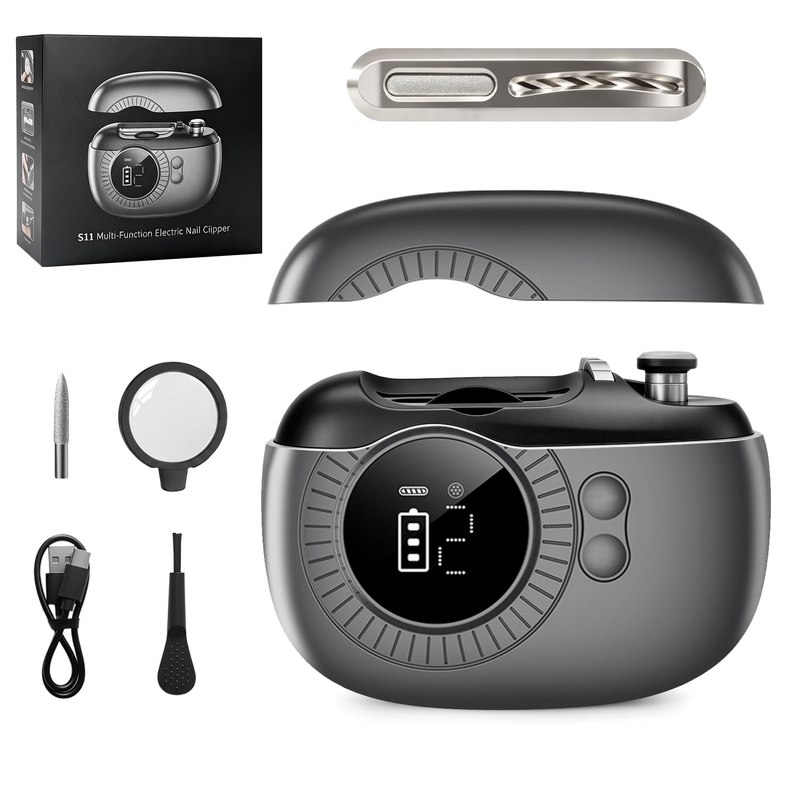 2026 Upgraded 3-in-1 Electric Nail Trimmer & Polisher with LCD Display