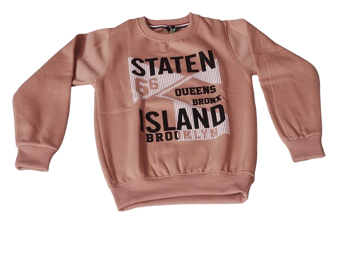 Shri Ram Creatives Boys Sweatshirt Round Neck Printed Full Sleeve Sweat Shirts for Boys Regular Fit Peach