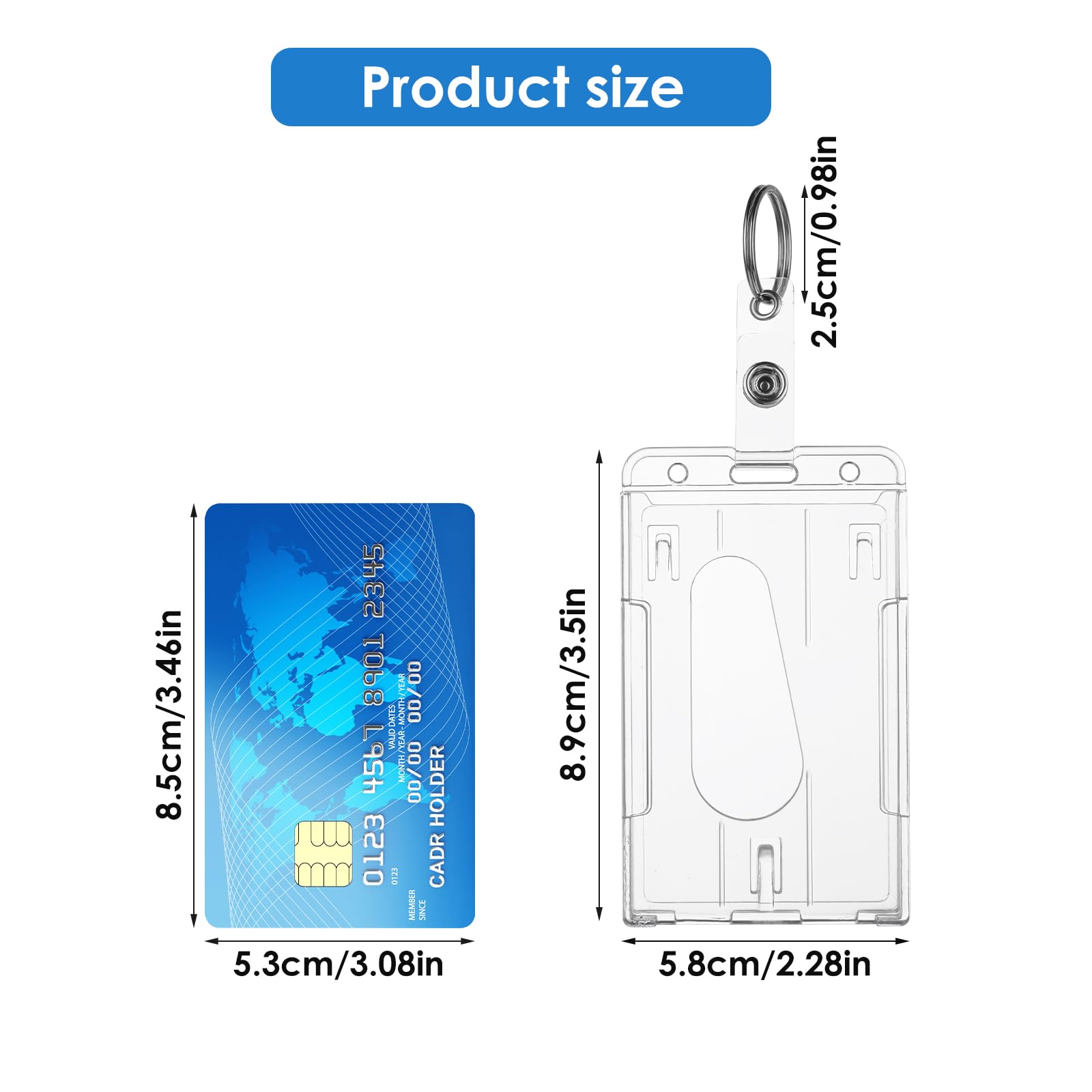 Hard Badge Holder 25 Pack Hard Plastic ID Badge Holders With Thumb Slots - 2 Card Capacity Vertical Holders Name Badge Holders