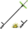 FLORA GUARD 3.3 Feet Weeding Tool- Stand-Up Weeder Removal Tool, No-Bending Weeder Remover with Foot Plate and 4 Claws