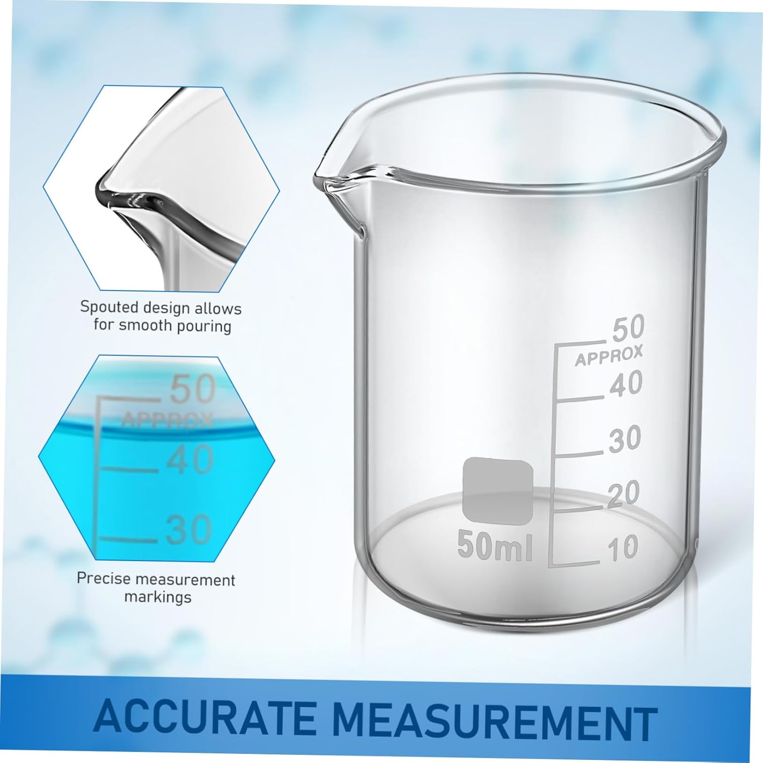 Cabilock Scientific Experiment Set 20pcs Glass Beakers Measuring Cups Graduated for Lab Kitchen