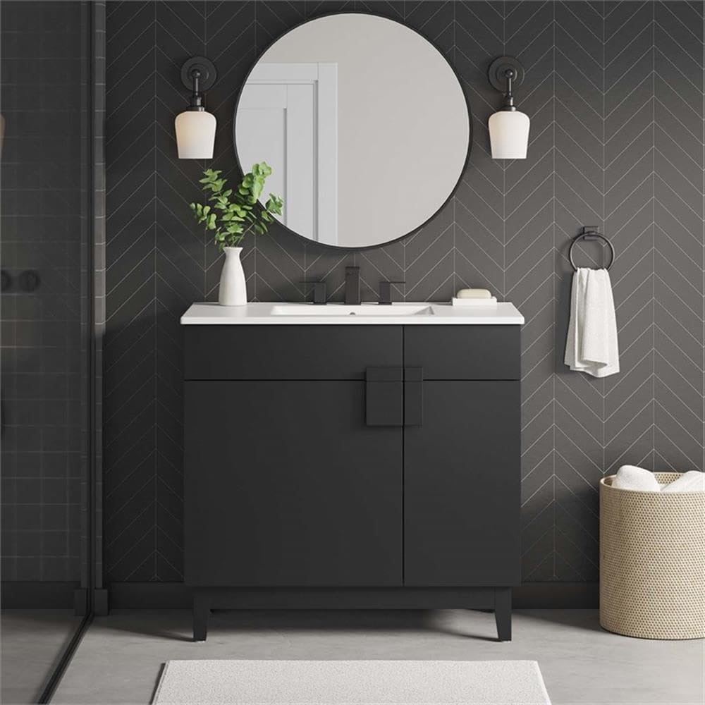Miles Black 36" Modern Bathroom Vanity Cabinet