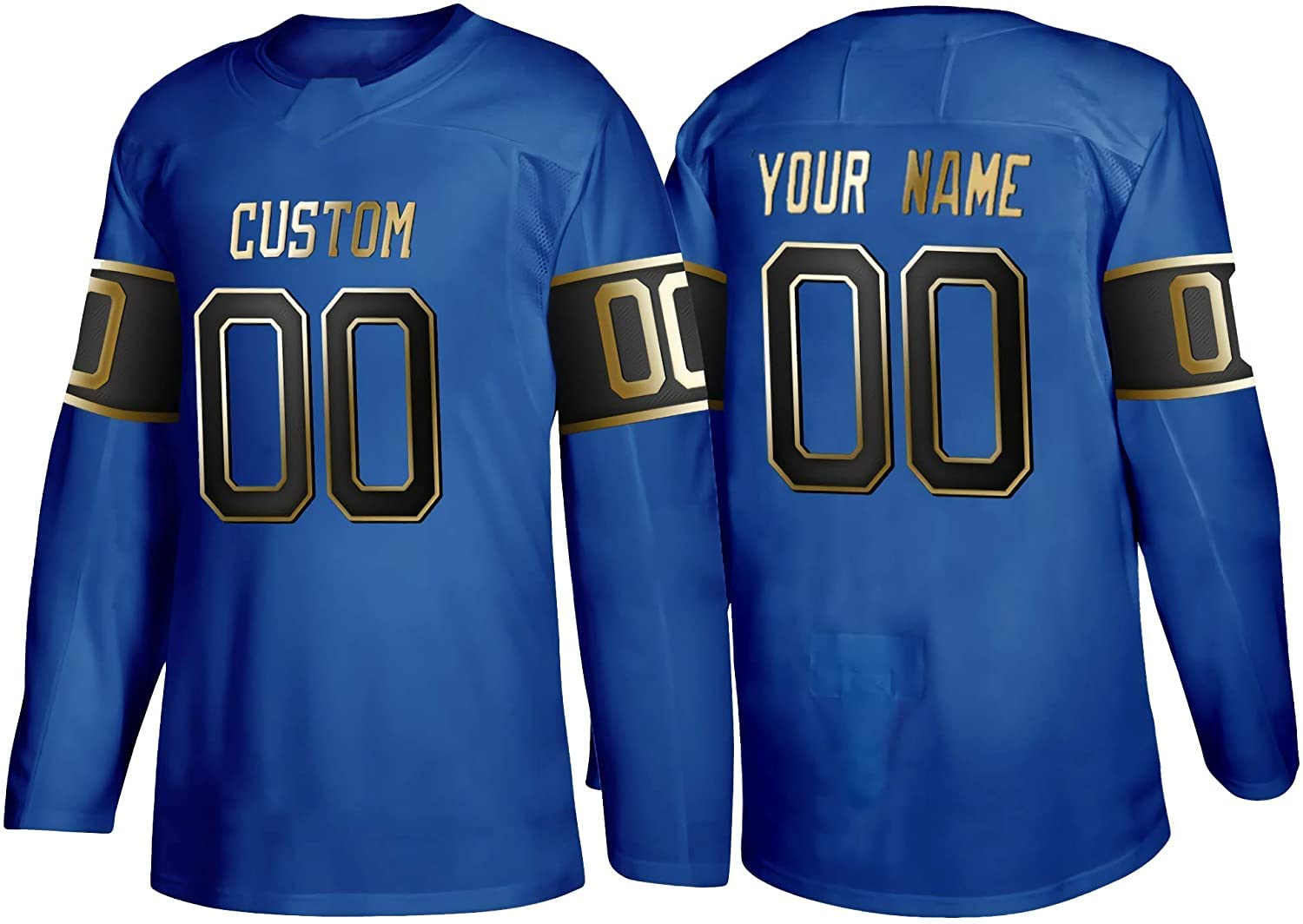 Custom Blue Hockey Jerseys for Men Women Youth Personalized Printed/Sewing Team Name Number S-5XL