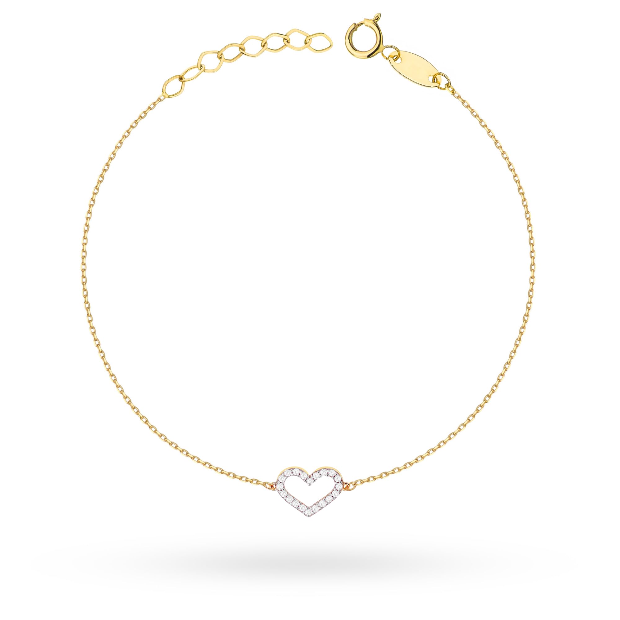 MARKO Gold Armband Damen 333 mit Herz Zirkonia – 8 Karat Echtgold Armband filigran verstellbar 17–19 cm – Herz Armband Gold elegant romantisch Geschenk für Freundin Frau