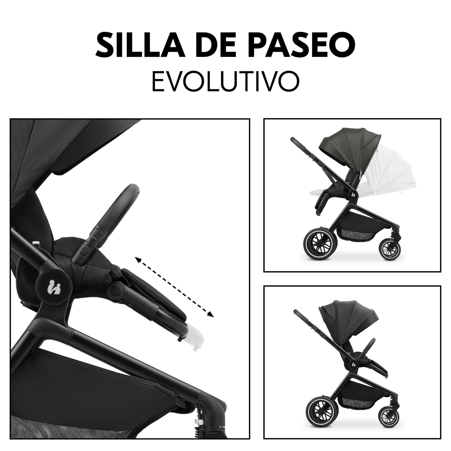hauck Move N Care Set Carrito Bebe 2 en 1 - Carro con Capazo Grande desde el Nacimiento hasta 22 kg, Silla de Paseo Ligera Reversible y Reclinable, Suspensión, Protección UV 50+, Cesta XL - Negro