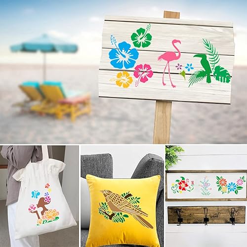 Miniatura 3 de Rolin Roly 20 plantillas de flores, plantillas de pintura de pájaros, ramas de árbol de pájaros, plantillas de dibujo de hojas de flores, plantillas