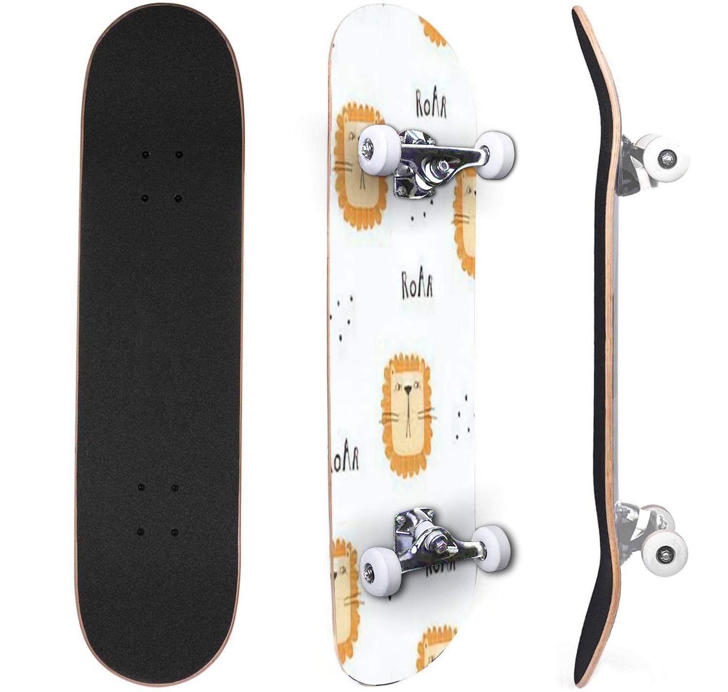 Classic Concave Skateboard Vector hand drawn color childish seamless repeating simple flat Canadian Maple Trick Skateboards for Beginners and Professionals