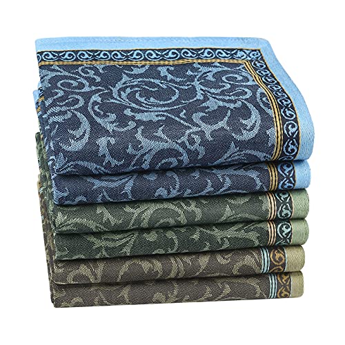 HOULIFE 3/6 Stücke Herren 100% Baumwolle Weich Stoff Taschentücher Einstecktuch mit Jacquard-Muster, 16.73x16.73’’/42.5x42.5cm (Gemischt 1-6 Stücke) Cover