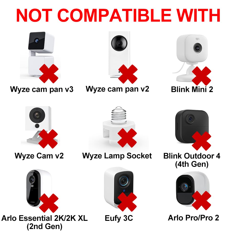 26FT Power Extension Cable Charger for Wyze Cam V3/V4/OG/V3 Pro, Arlo Essential, Eufy, SimpliSafe, Blink, Kasa (Not for Wyze Pan v3), Weatherproof Power Cord with Adapter for Security Camera 2Pack