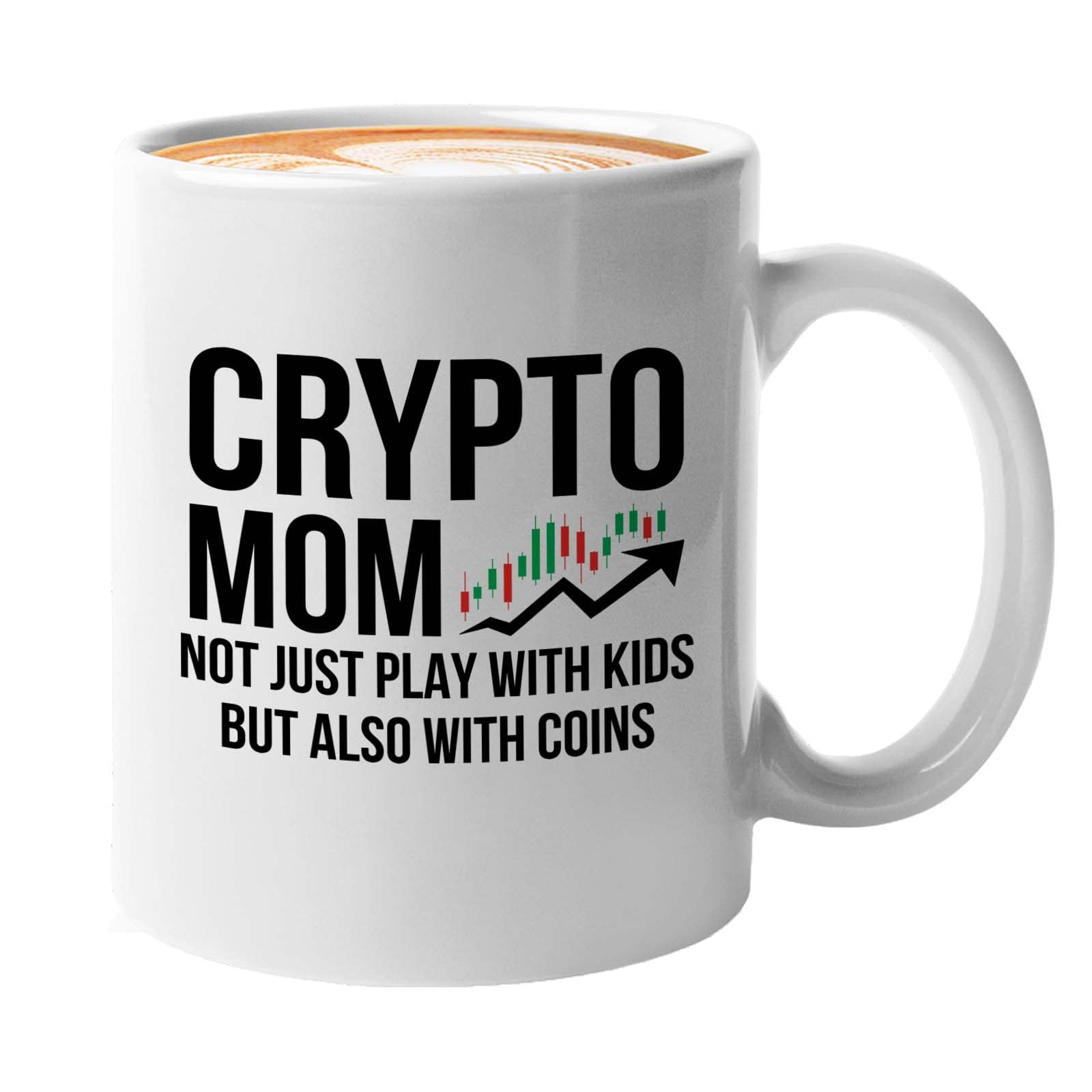 Crypto Investment Coffee Mug 11oz White - Crypto Mom - Trader Stock Market Financial Adviser Saving Coin Investing Businesswoman Digital