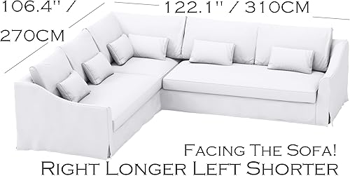 Miniatura 2 de Funda de repuesto para sofá esquinero de 5 asientos, lado derecho, más larga, compatible con IKEA Farlove 2 + 3 solo funda seccional (poliéster lino
