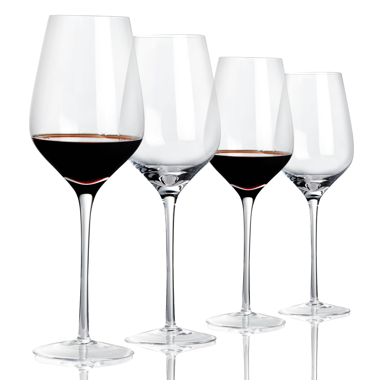 ACHEER Juego de 4 copas de vino tinto de cristal – Grande 591 ml – tallo largo, copas de Burdeos sopladas a mano, estilo italiano, sin plomo, ligeras, ultrafinas, altas, caja de regalo, para Navidad,