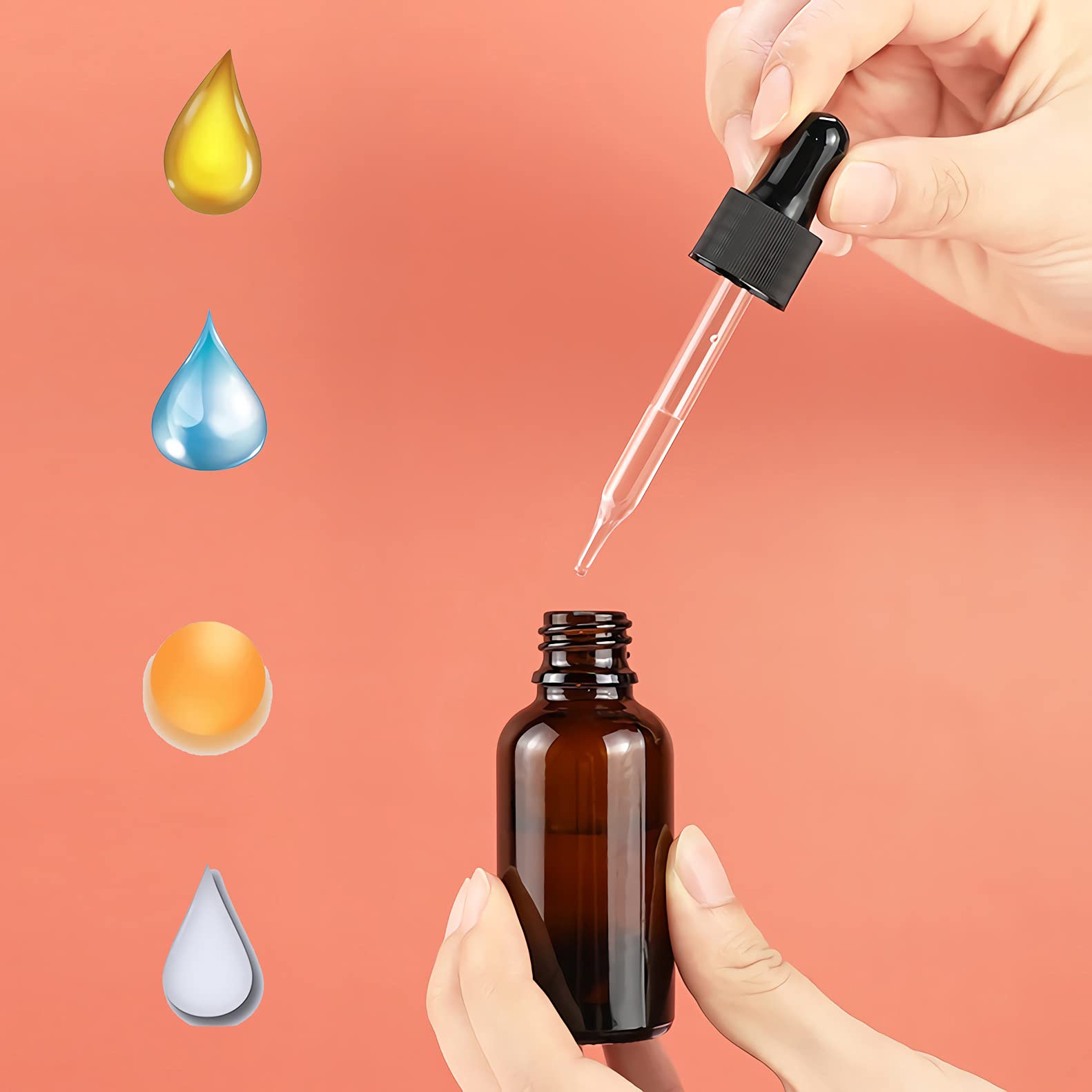 12 Pezzi Marrone Bottiglie Contagocce Vetro 15 ml, con Pipette Contagocce Vetro, per Laboratorio,Olio Essenziale, Aromaterapia, + 1 imbuti