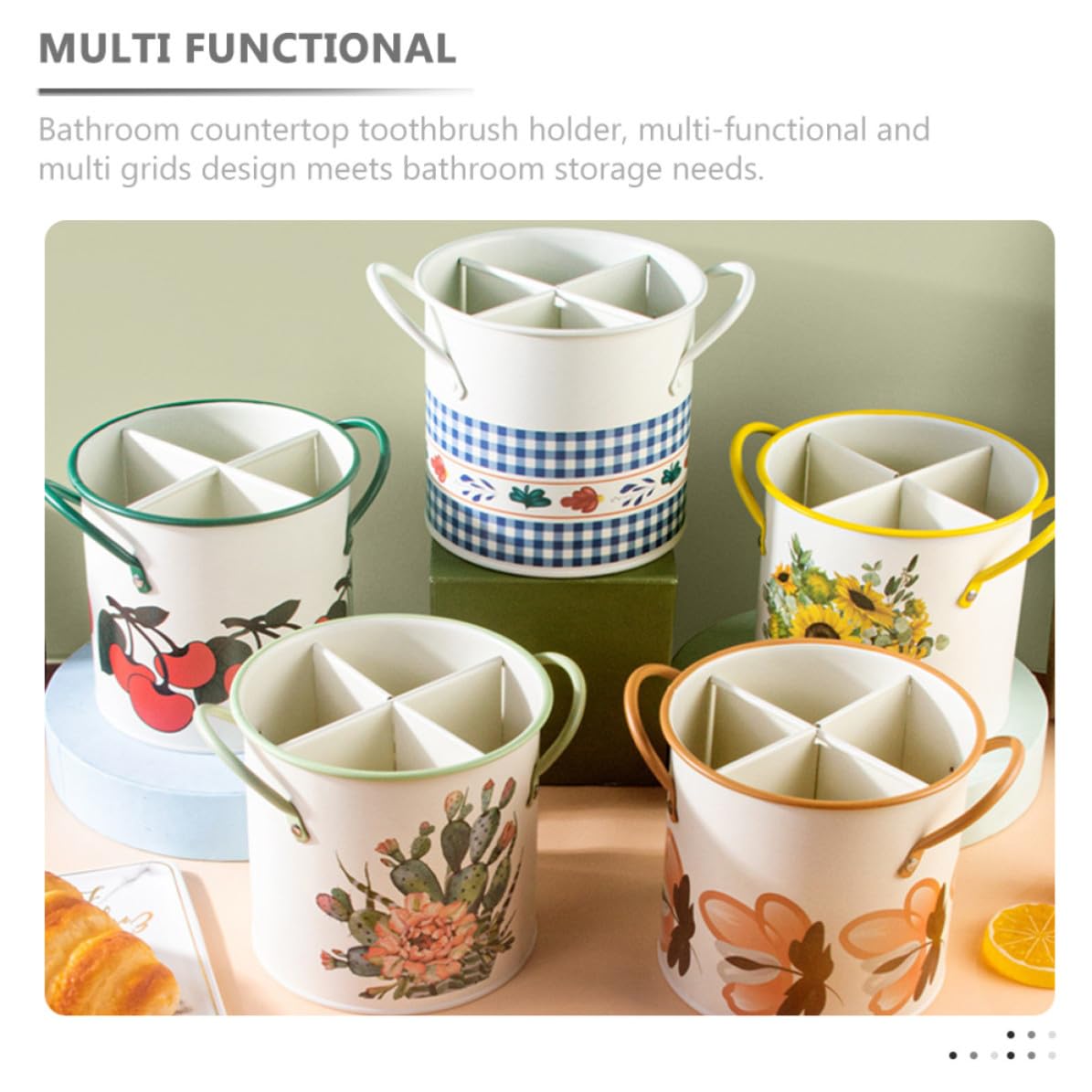 Soporte con para Almacenamiento Cepillos y de Dientes Compartimentos para Peines y Cosméticos Diseño Compacto para Organizar Accesorios de Baño
