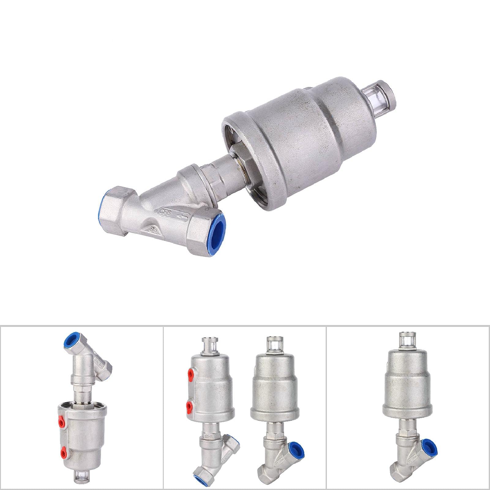 Schrägsitzventil, Luftbetätigtes Pneumatisches Edelstahlventil für Lebensmittelverarbeitung und Pharmazeutische Anwendungen, 50 Mm (1/2" DN15)