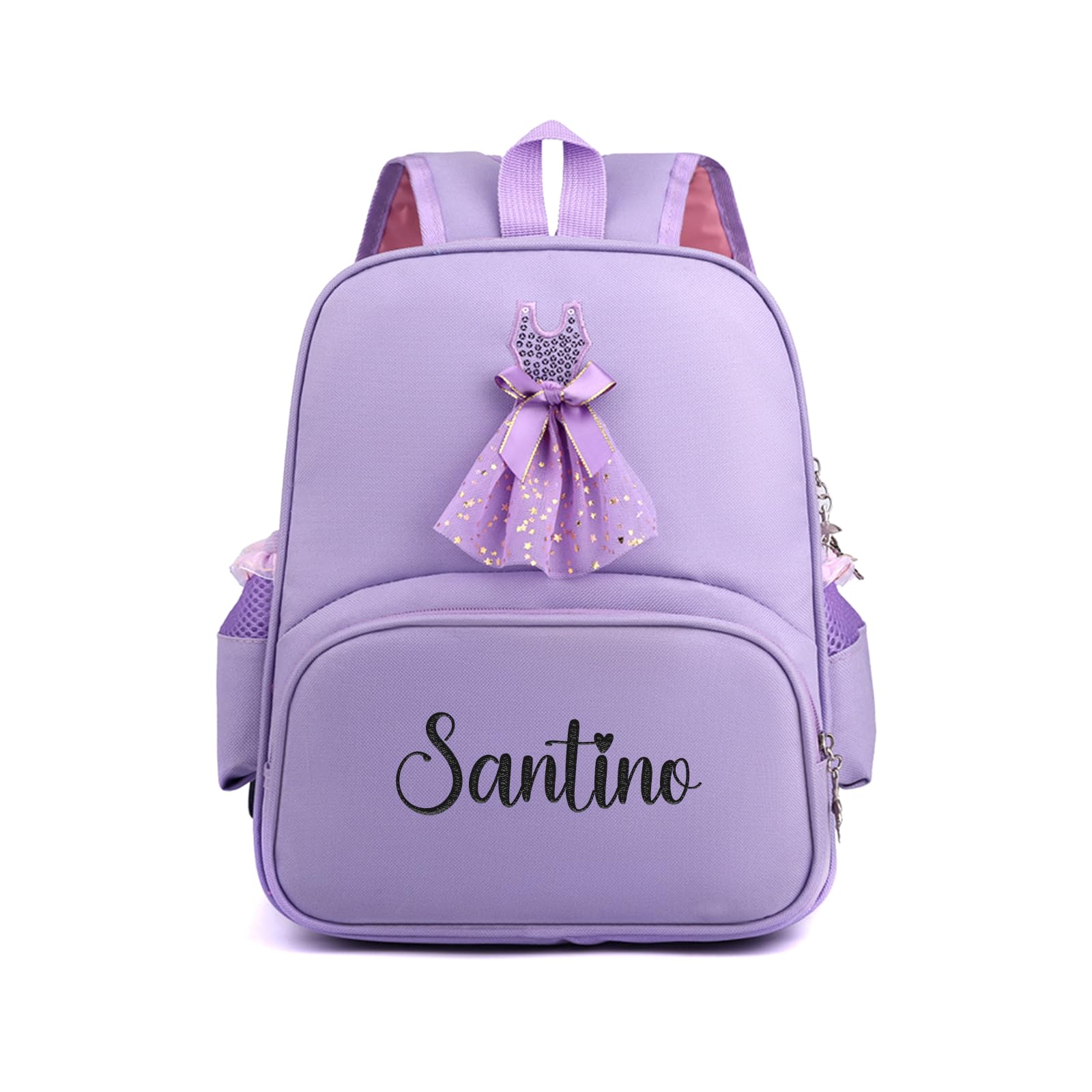 VRFASHION Personalized Ballet Dance Backpack for Dancer w/Embroidery Name, A02-purple, 10.2"L x 5.1"W x 13"H, Rucksack Backpacks