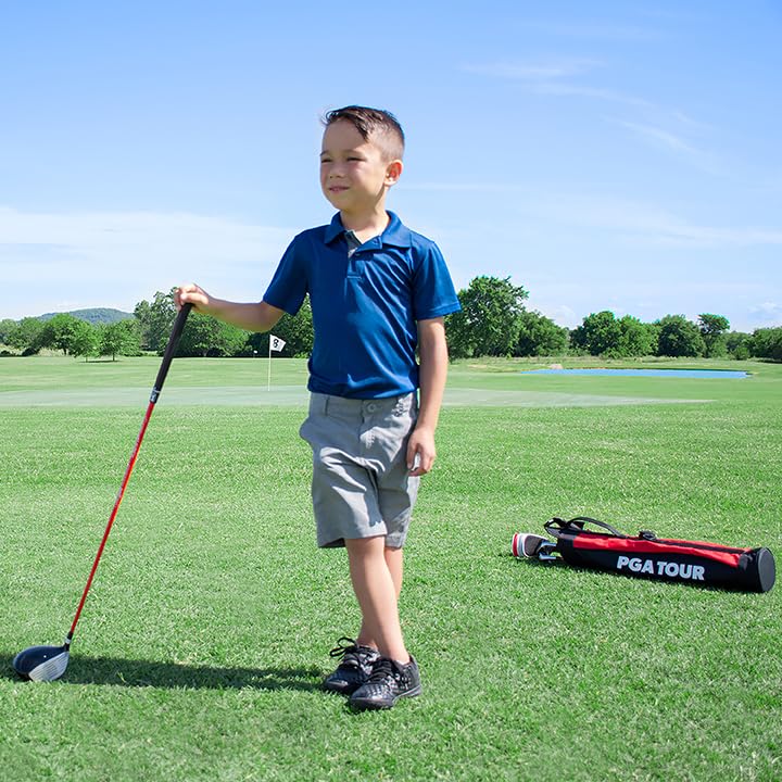 Image of PGA Tour Youth Golf Club Set - Ages 3-5 (3'6 inch-4'1 inch) and 5-8 (4'1 inch - 4'8 inch) Right and Left Handed Beginner Junior Golf Clubs with Lightweight Golf Bag, Mallet Putter, Driver by Golfgen