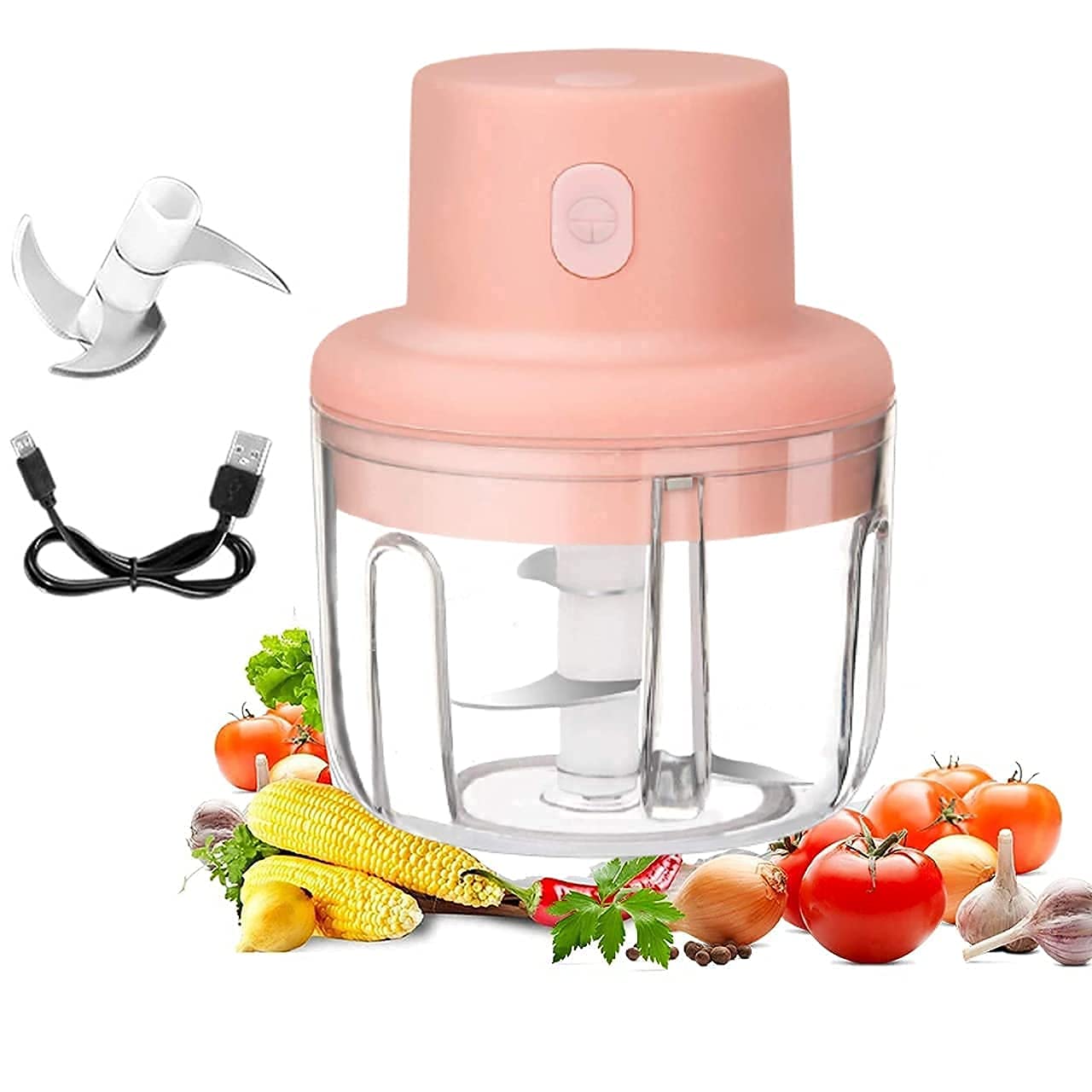 LOMESH Electric Mini Garlic Chopper, Portable Cordless Grinder Small Food Processor Fruit Salad Masher/Great Kitchen Blender Gadgets(250ML) LOMESH Electric Mini Garlic Chopper, Portable Cordless Grinder Small Food Processor Fruit Salad Masher/Great Kitchen Blender Gadgets(250ML)