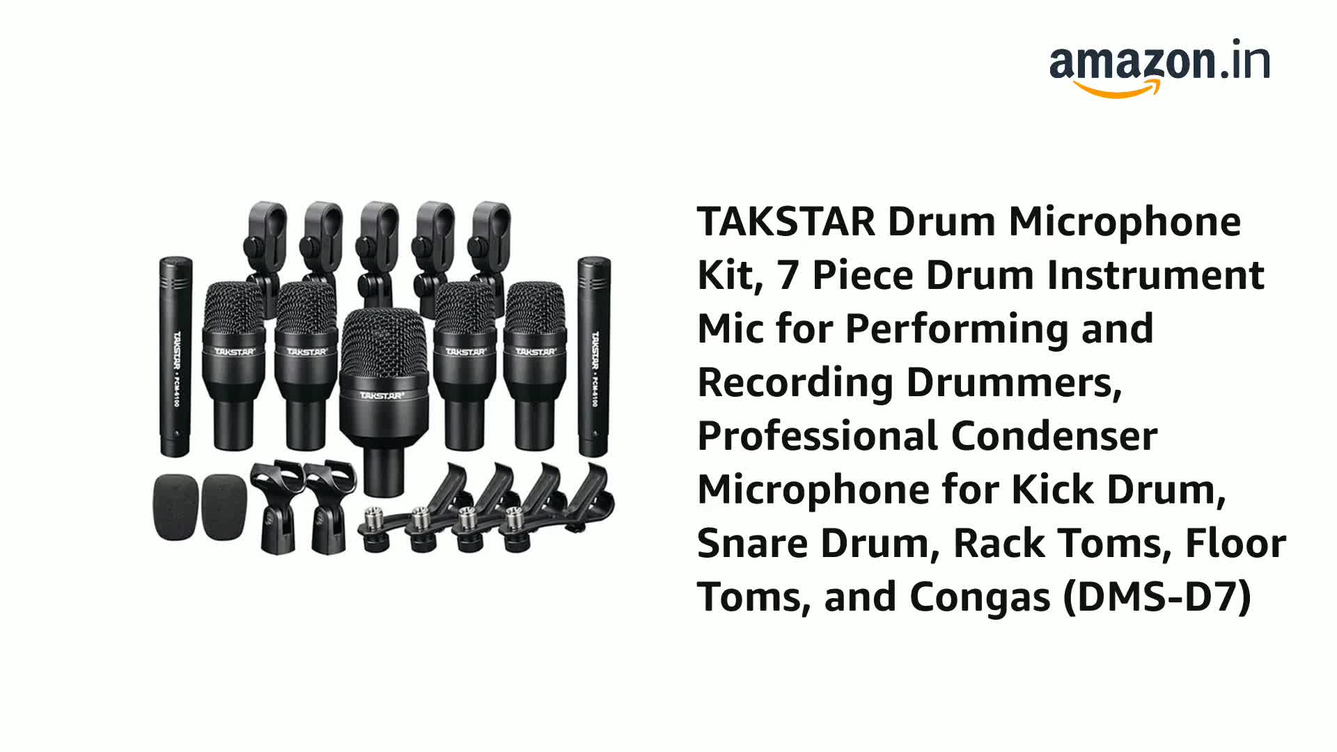 TAKSTAR Drum Microphone Kit, 7-Piece Instrument Mic for Performing