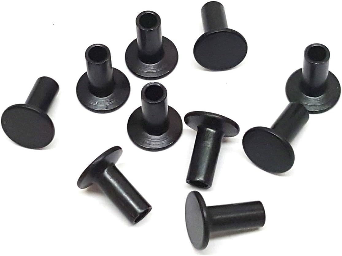 10 Pack Black Steel Tubular Rivets 5/16" (L) Rivets For Leather