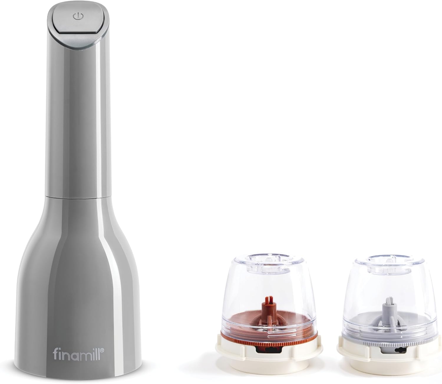 FinaMill Classic Battery Spice Mill – Battery Operated Salt and Pepper Grinder Set, Includes 2 Interchangeable Spice Pods, Adjustable Coarseness, Ceramic Grinder, LED Light, Home and Kitchen Gift Set