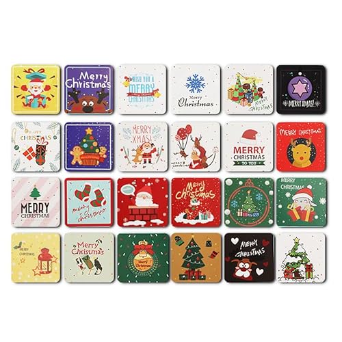 TOYMIS 24pcs Mini Cartes de Voeux de Noël avec Enveloppes, 7,6 x 7,6 cm Carte de Joyeux Noël avec Enveloppe Couleurs du Festival Carte de Noël Pliées pour les Enfants la Famille les Amis Cover