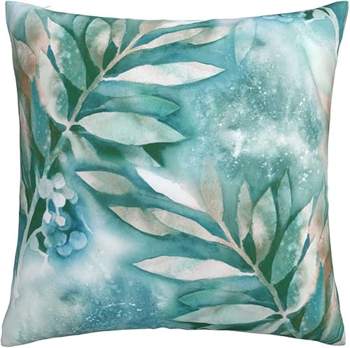 Miniatura 2 de VARUN Fundas de almohada cuadradas de acuarela con hojas de color verde azulado, hojas azules, turquesa, bayas, para decoración del hogar, sofá,