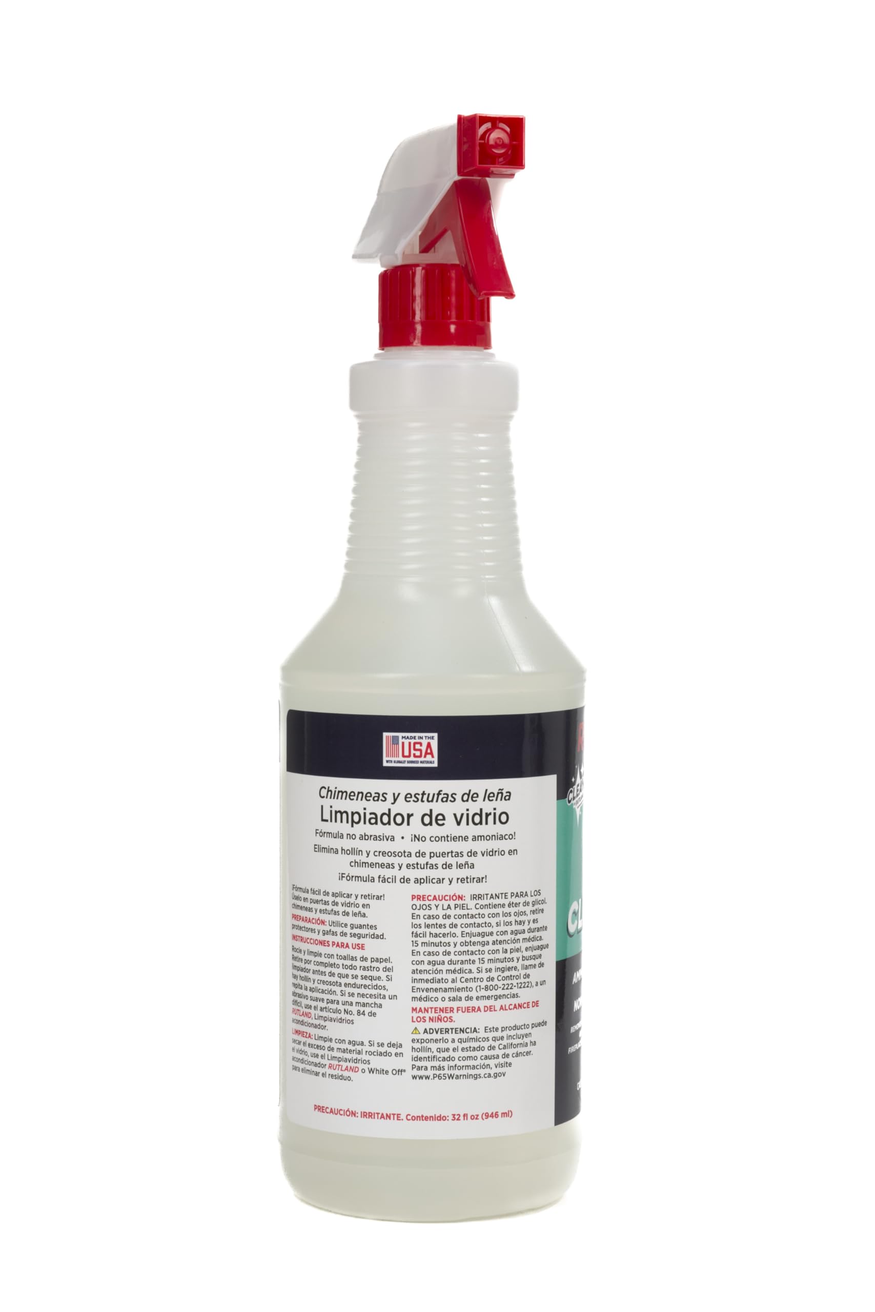 Rutland Kamin Glas Reiniger, Spray Flasche, transparent