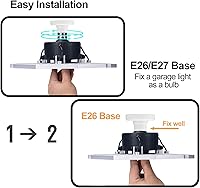 Vista 5 de KERNOWO Luces LED de garaje, 140 W, 18500 lúmenes, iluminación de garaje, luz diurna de 6000 K con lámpara de techo de tres paneles deformables