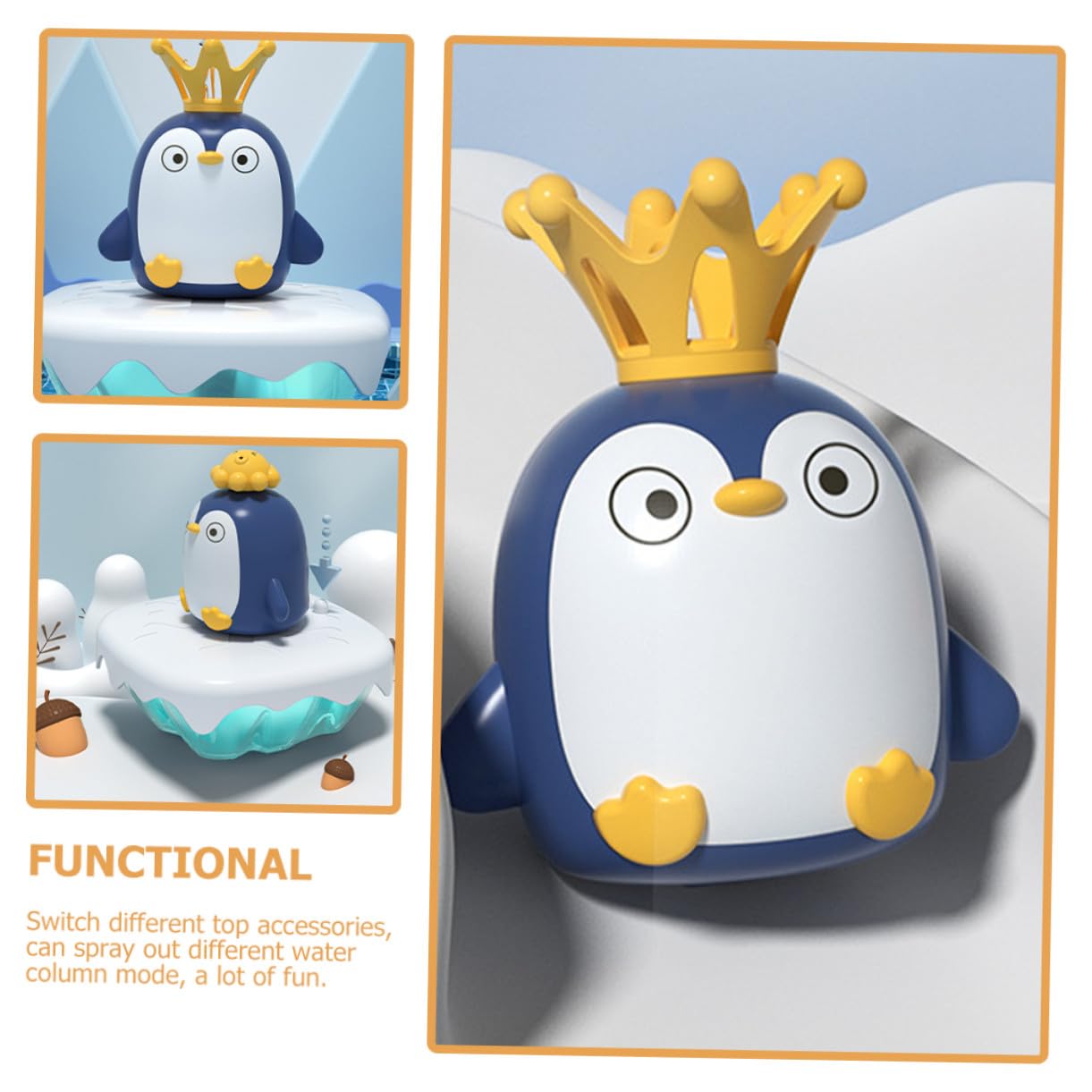 ERINGOGO Juguete De Baño Pingüino para Bebés Rociador De Agua Multifunción, Diseño Seguro y Suave, De Chorro Ajustables, Adecuado para Diversión Bañera Infantil
