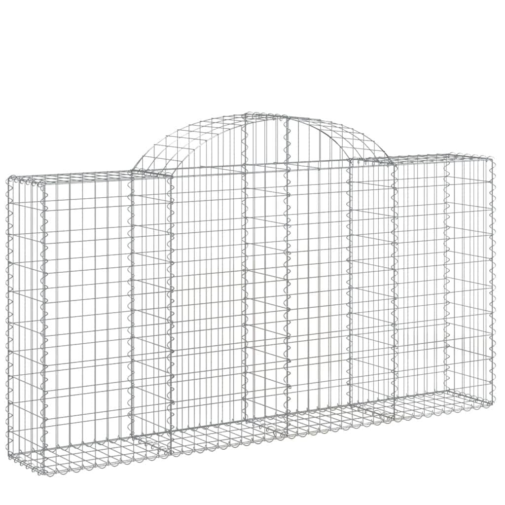 DYRJDJWIDHW Arched Gabion Baskets 2 pcs 200x30x100/120 cm Galvanised Iron Decorative Sound-Insulating Garden Barrier Fence Corrosion-Resistant Wire Mesh