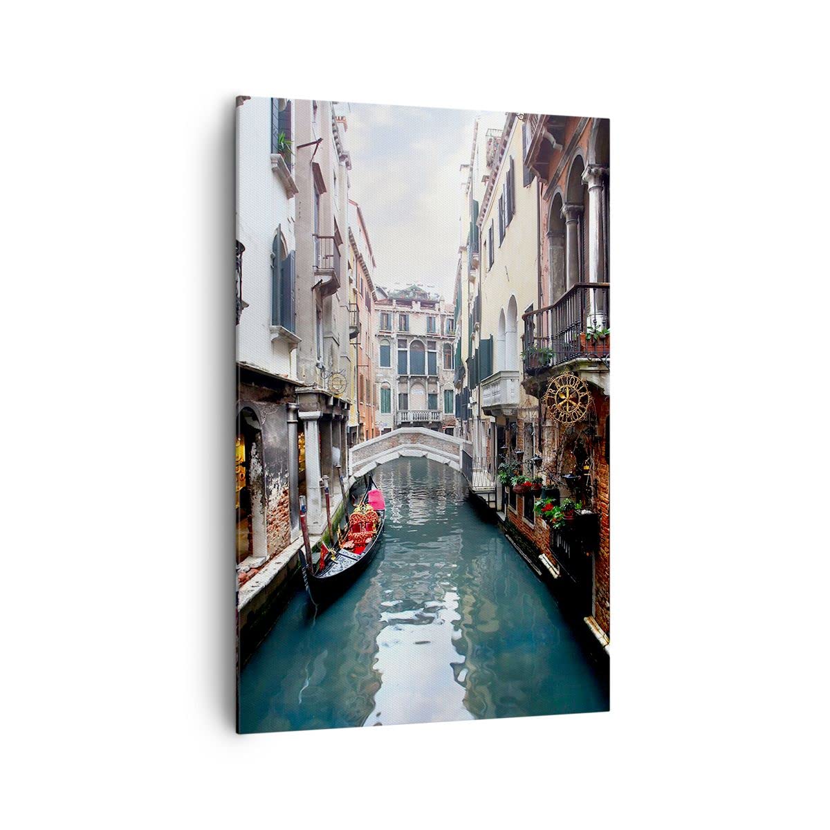 Cuadros Decoracion Salon Barco puente turismo venecia Lienzos decorativos 80x120cm Cuadro Sobre Lienzo Moderno Vertical Dormitorio Cuadros Pared Imágenes Wall Art Prints Decor Grande PA80x120-2157