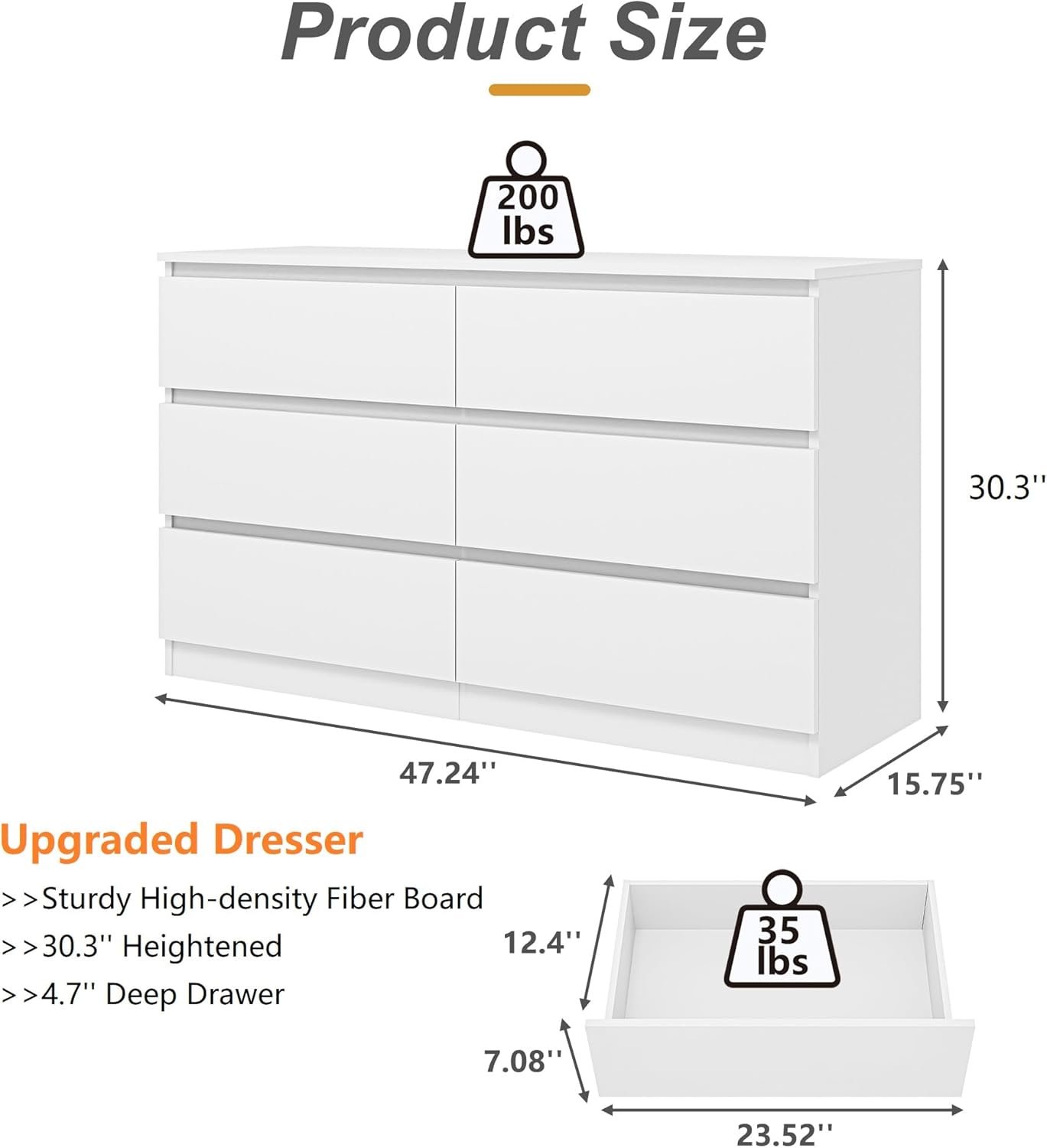 White Nursery Dresser with Soft Close Drawers