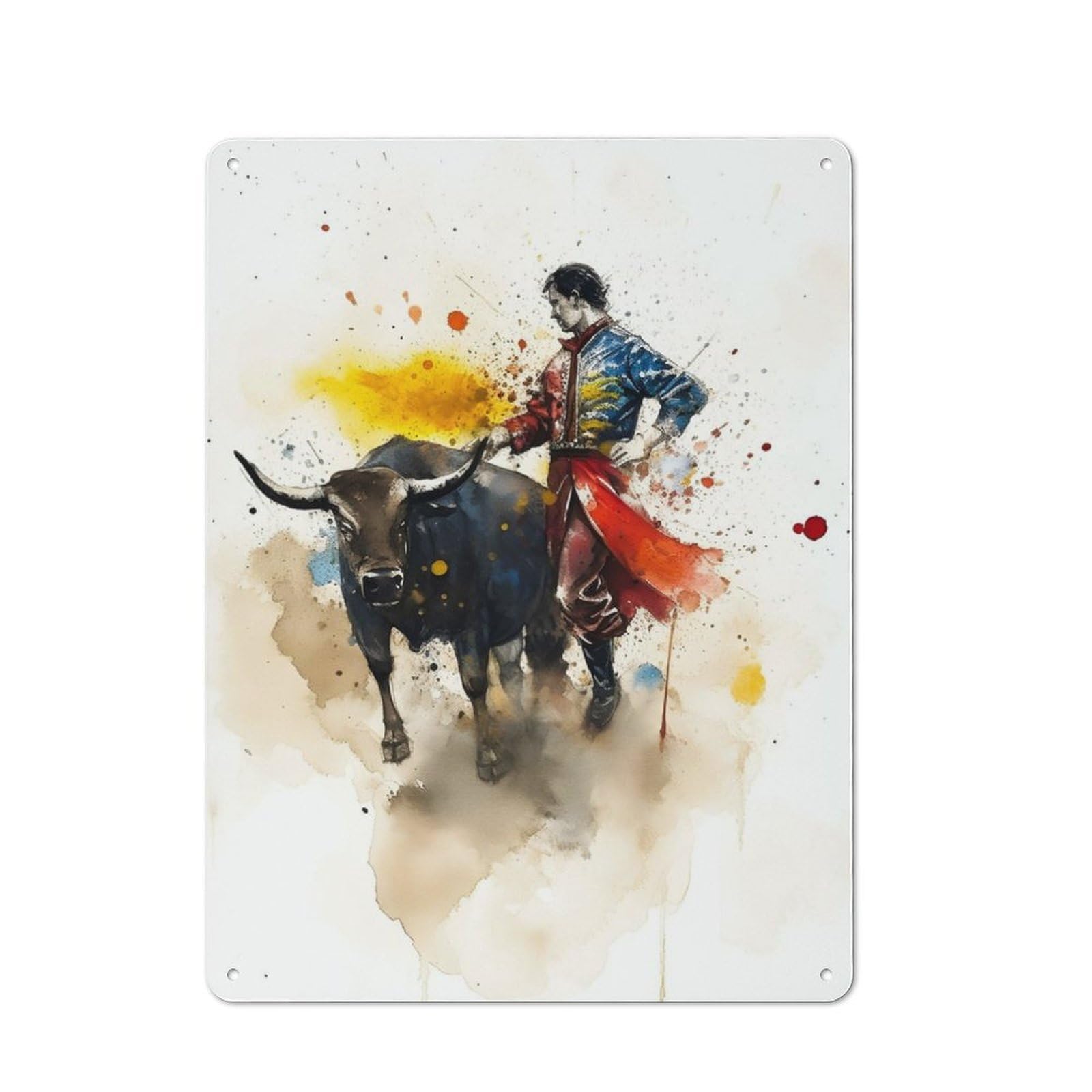 Junmoney Bull Bullfighter Vintage Tin Sign 40X30cm With For Dining Room Or Kitchen, For Vintage Wall Decor Fans, For Metal Sign Collectors