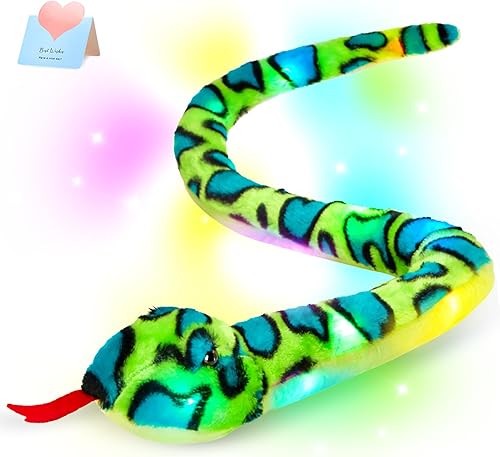 Miniatura 1 de Houswbaby - Animal de peluche realista con luces LED de 40 pulgadas, reptiles salvajes, reptiles salvajes, juguete de felpa suave para abrazar,