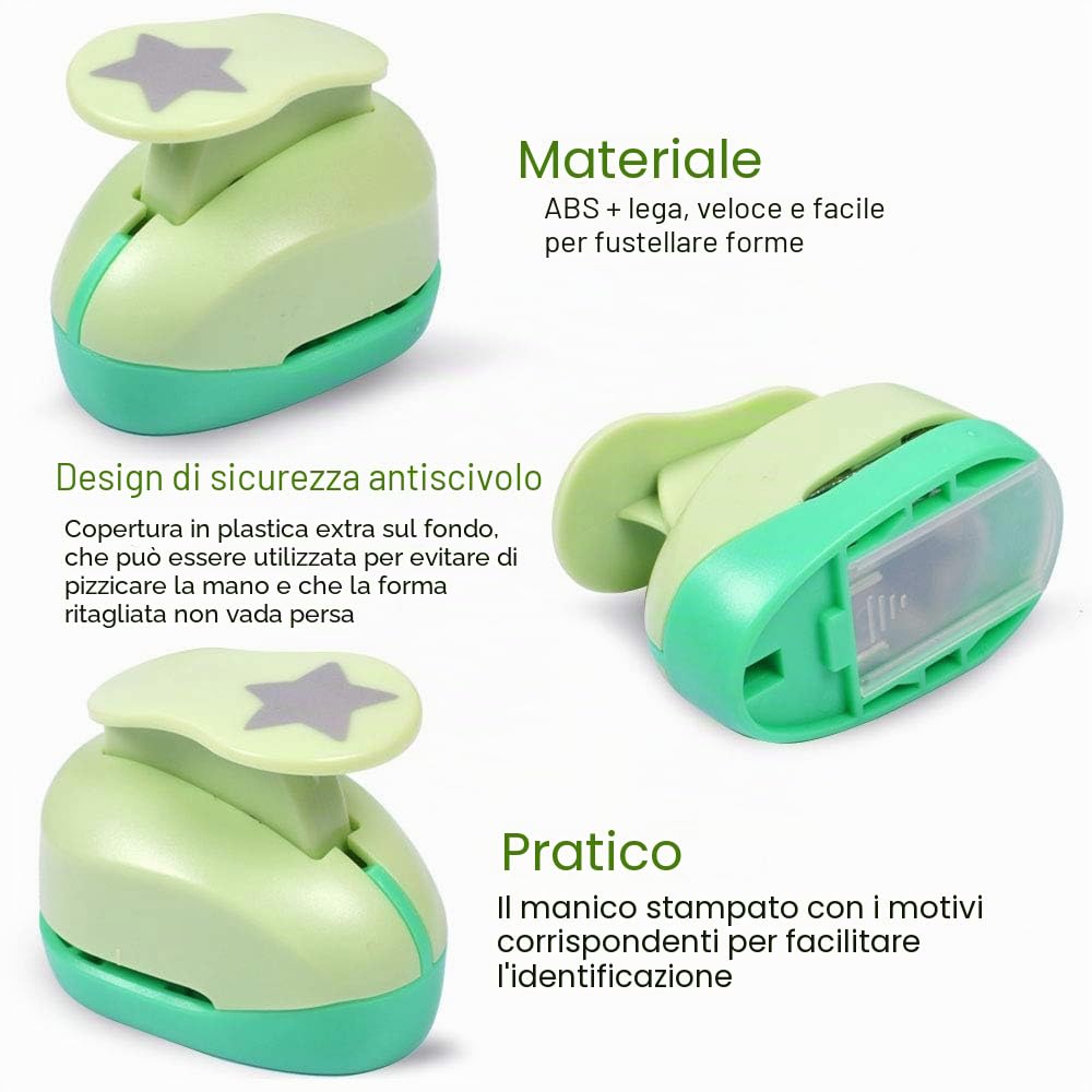 UCEC Set di 6 perforatori a motivi per lavori manuali con carta per biglietti di auguri fai-da-te 6,8 cm x 4,3 cm x 5,5 cm